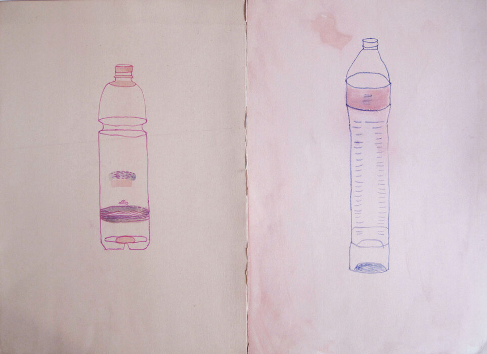 Untitled, (two bottles), 2004 - watercolor and pencil on Fabriano cotton paper, cm 50x70